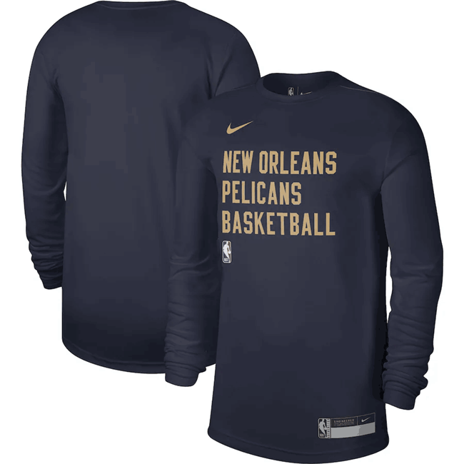 Men's New Orleans Pelicans Navy 2023 24 Legend On-Court Practice Long Sleeve T-Shirt