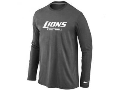 NEW Detroit Lions Authentic font Long Sleeve T-Shirt D.Grey