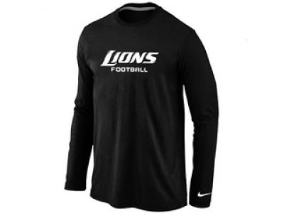 NEW Detroit Lions Authentic font Long Sleeve T-Shirt Black