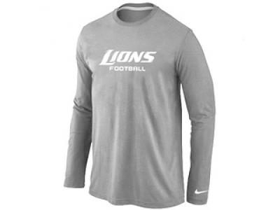 NEW Detroit Lions Authentic font Long Sleeve T-Shirt Grey