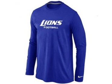 NEW Detroit Lions Authentic font Long Sleeve T-Shirt blue