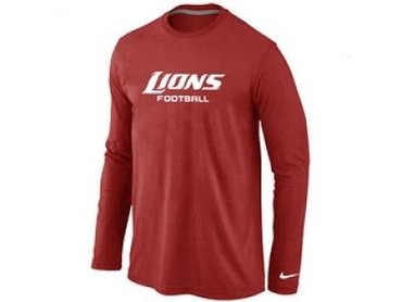 NEW Detroit Lions Authentic font Long Sleeve T-Shirt Red