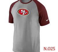 NEW San Francisco 49ers Ash Tri Big Play Raglan NFL T-Shirt Grey Red