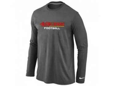 NEW San Francisco 49ers Authentic font Long Sleeve T-Shirt Black D.Grey