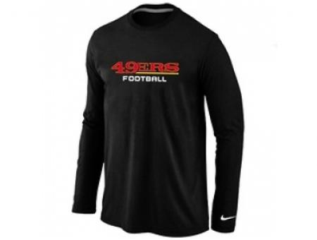 NEW San Francisco 49ers Authentic font Long Sleeve T-Shirt Black Black