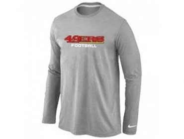 NEW San Francisco 49ers Authentic font Long Sleeve T-Shirt Black Grey