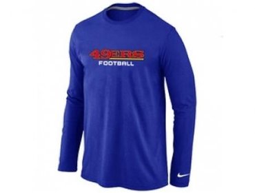 NEW San Francisco 49ers Authentic font Long Sleeve T-Shirt Black blue