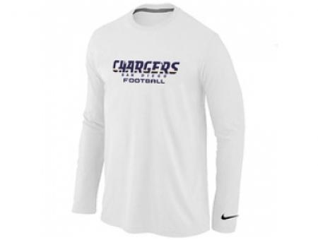 NEW San Diego Charger Authentic font Long Sleeve T-Shirt White