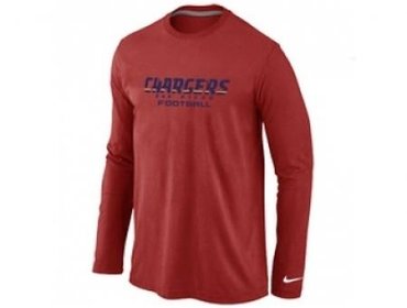 NEW San Diego Charger Authentic font Long Sleeve T-Shirt Red