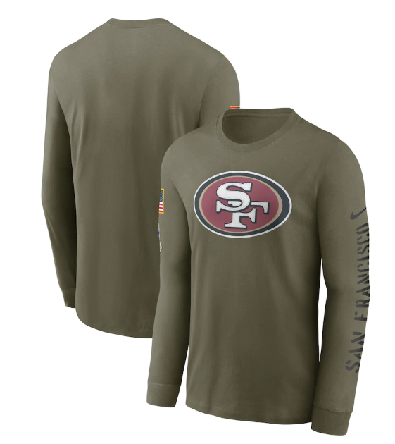 Men's San Francisco 49ers Olive 2022 Salute To Service Long Sleeve T-Shirt