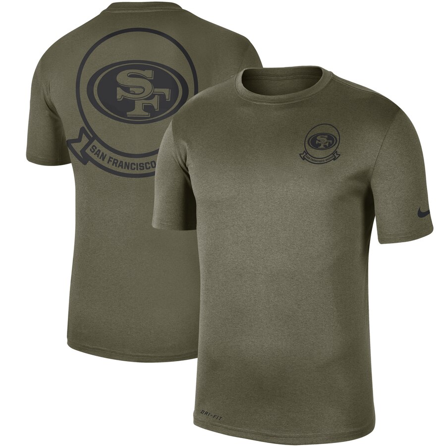 Men's San Francisco 49ers Nike Olive 2019 Salute To Service Sideline Seal Legend Performance T-Shirt