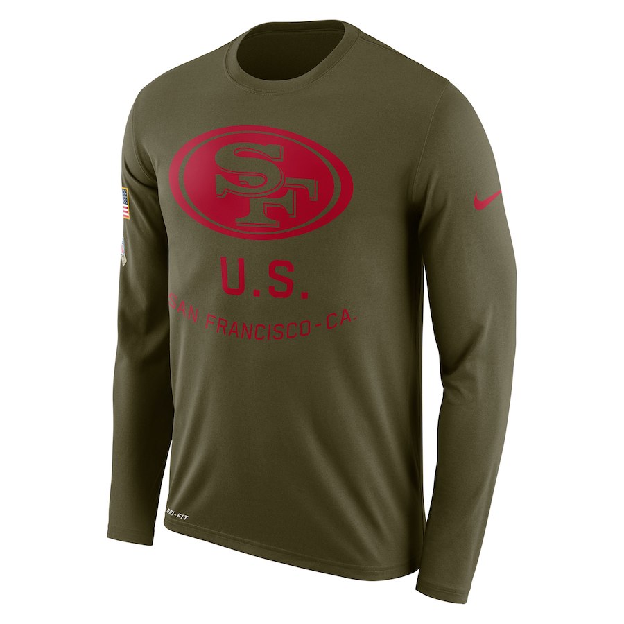 San Francisco 49ers Nike Salute To Service Sideline Legend Performance Long Sleeve T-Shirt Olive