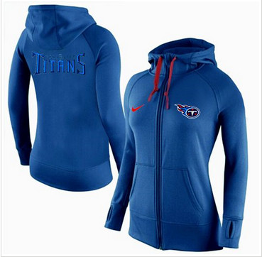 Women Nike Tennessee Titans Full-Zip Performance Hoodie Blue