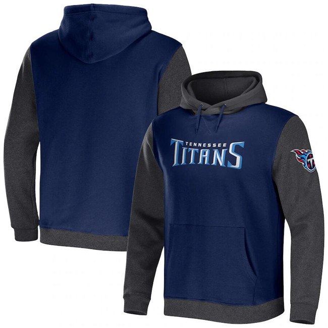 Men's Tennessee Titans X Darius Rucker Collection Navy Charcoal Colorblock Pullover Hoodie