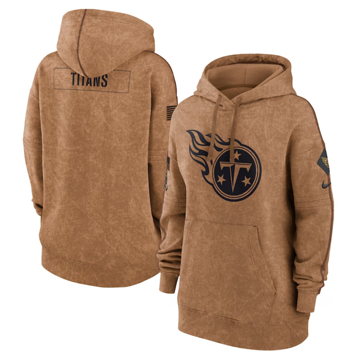 Women's Tennessee Titans 2023 Brown Salute To Service Pullover Hoodie(Run Small)