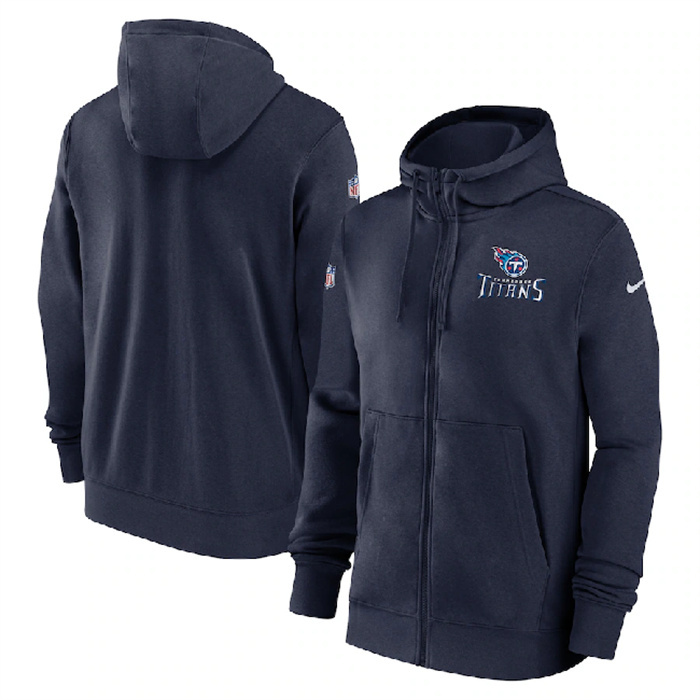 Men's Tennessee Titans Navy Sideline Club Performance Full-Zip Hoodie