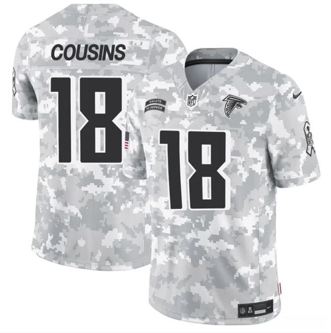 Men's Atlanta Falcons #18 Kirk Cousins 2024 F.U.S.E Arctic Camo Salute To Service Limited Stitched Football Jersey