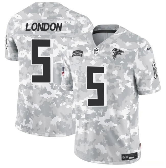 Men's Atlanta Falcons #5 Drake London 2024 F.U.S.E Arctic Camo Salute To Service Limited Stitched Football Jersey