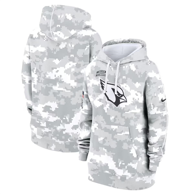 Women's Arizona Cardinals 2024 Arctic Camo Salute To Service Club Fleece Pullover Hoodie(Run Small)