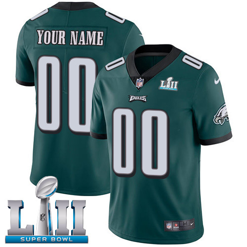 Nike NFL Philadelphia Eagles Vapor Untouchable Customized Super Bowl LII Limited Midnight Green Home Youth Jersey