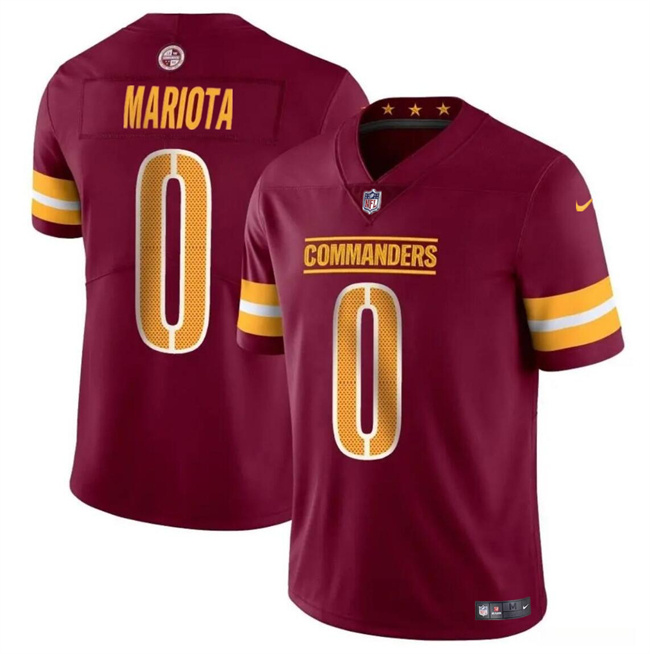 Men's Washington Commanders #0 Marcus Mariota Burgundy Vapor Limited Stitched Football Jersey