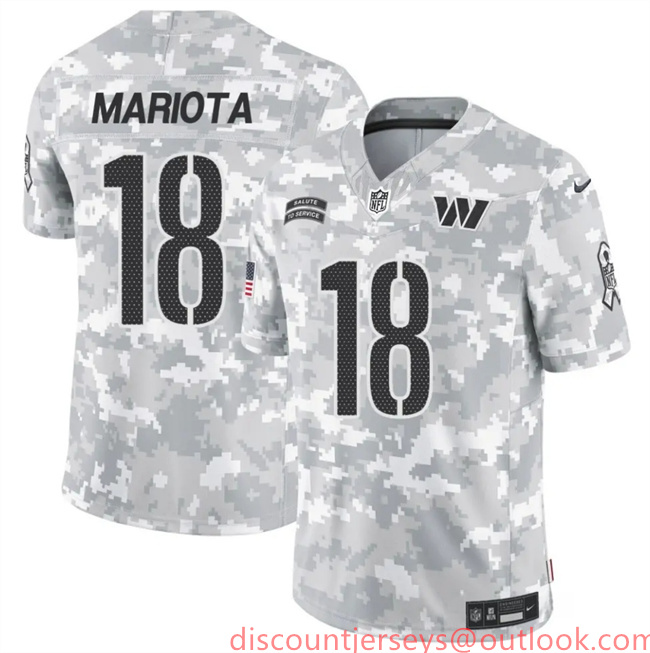 Men's Washington Commanders #18 Marcus Mariota 2024 F.U.S.E Arctic Camo Salute To Service Limited Stitched Football Jersey