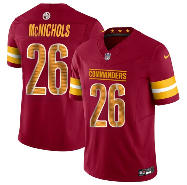 Men's Washington Commanders #26 Jeremy McNichols Burgundy 2024 F.U.S.E Vapor Limited Stitched Football Jersey