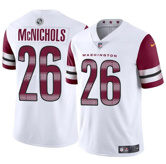 Men's Washington Commanders #26 Jeremy McNichols White 2024 Vapor Limited Stitched Football Jersey