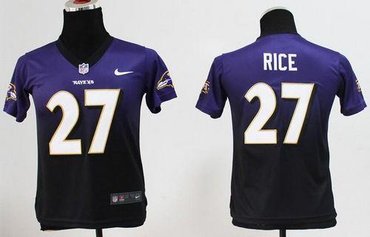 Youth Baltimore Ravens #27 Ray Rice Drift Fashion II NFL Jerseys(Purple-Black)