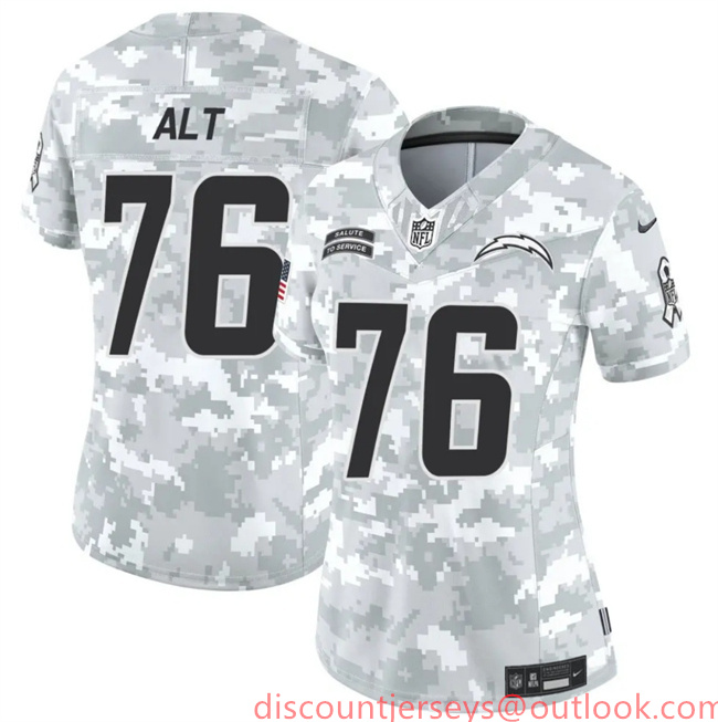 Women's Los Angeles Chargers #76 Joe Alt 2024 F.U.S.E Arctic Camo Salute To Service Limited Stitched Football Jersey(Run Small)