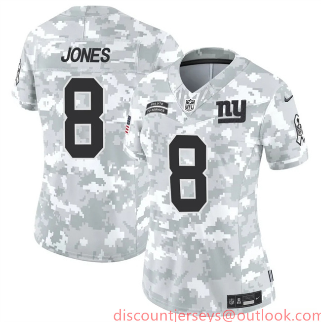 Women's New York Giants #8 Daniel Jones 2024 F.U.S.E Arctic Camo Salute To Service Limited Stitched Football Jersey(Run Small)