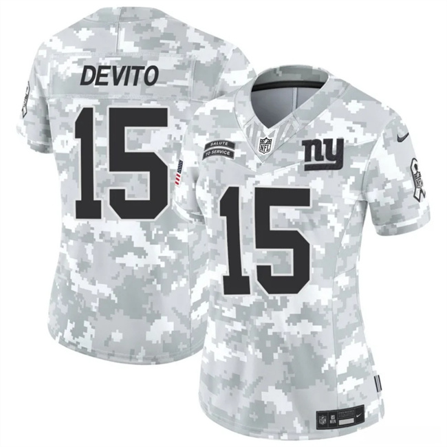 Women's New York Giants #15 Tommy DeVito 2024 F.U.S.E Arctic Camo Salute To Service Limited Stitched Football Jersey(Run Small)