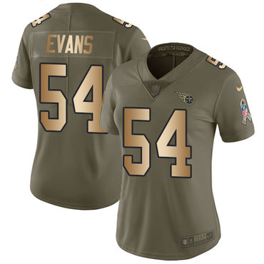 Nike Titans #54 Rashaan Evans Olive Gold Women's Stitched NFL Limited 2017 Salute to Service Jersey