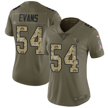 Nike Titans #54 Rashaan Evans Olive Camo Women's Stitched NFL Limited 2017 Salute to Service Jersey