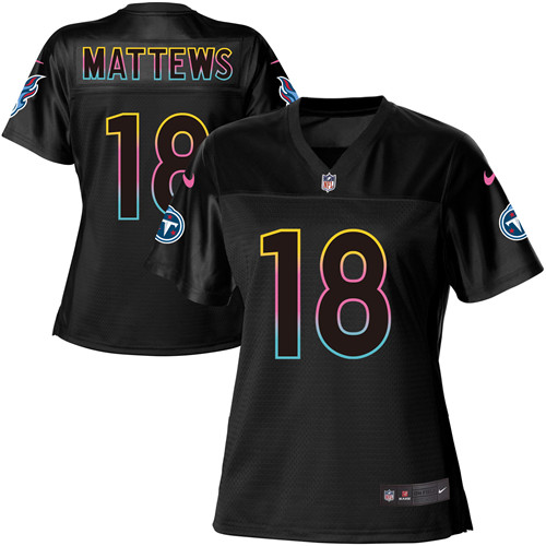 Nike Titans #18 Rishard Matthews Black Women's NFL Fashion Game Jersey