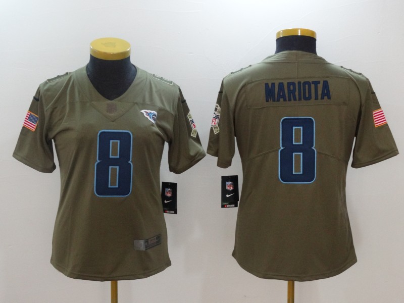 Nike Titans 8 Marcus Mariota Women Olive Salute To Service Limited Jersey