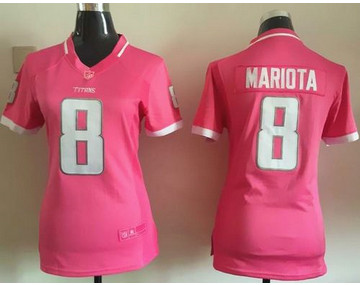 Women Nike Titans #8 Marcus Mariota Pink Stitched NFL Elite Bubble Gum Jersey