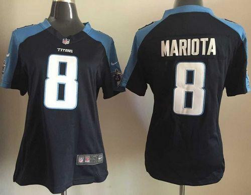 Women NEW Titans #8 Marcus Mariota Navy Blue Alternate Stitched NFL Elite Jersey