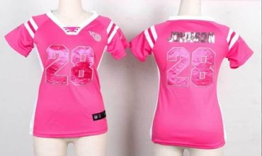 NEW Women Jerseys Tennessee Titans 28 Chris Johnson Pink(fashion Rhinestone sequins)