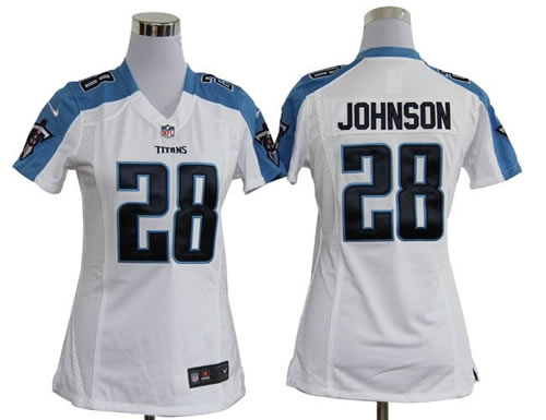 women NEW tennessee titans 28 chris johnson white jerseys