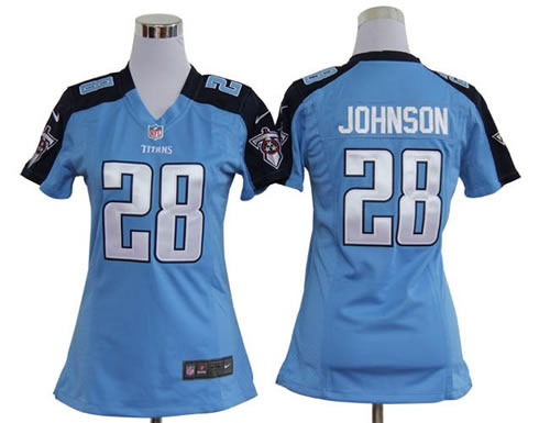 women NEW tennessee titans 28 chris johnson blue jerseys