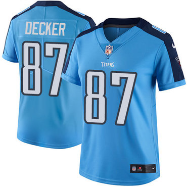 Nike Titans #87 Eric Decker Light Blue Women's Stitched NFL Limited Rush Jersey