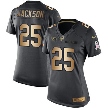 Nike Titans #25 Adoree' Jackson Black Women's Stitched NFL Limited Gold Salute to Service Jersey