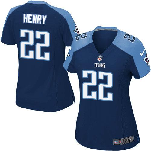 Nike Titans #22 Derrick Henry Navy Blue Alternate Women's Stitched NFL Elite Jersey