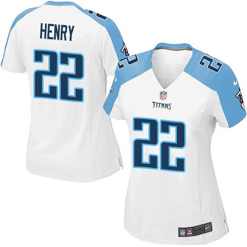 Nike Titans #22 Derrick Henry White Women's Stitched NFL Elite Jersey