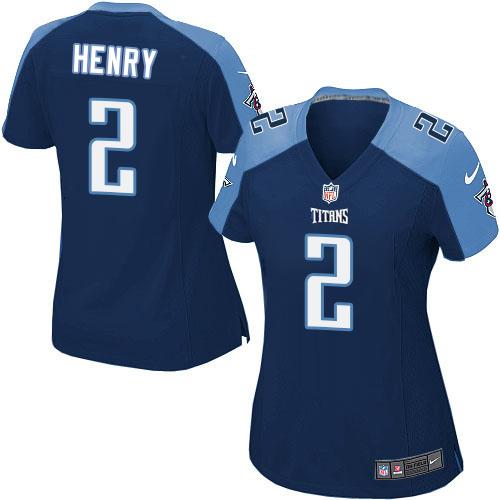 Women's Nike Titans #2 Derrick Henry Navy Blue Alternate Stitched NFL Elite Jersey