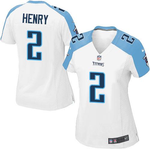 Women's Nike Titans #2 Derrick Henry White Stitched NFL Elite Jersey