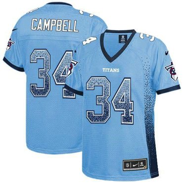 Women 2013 NEW Tennessee Titans 34 Earl Campbell Drift Fashion Blue Elite Jerseys