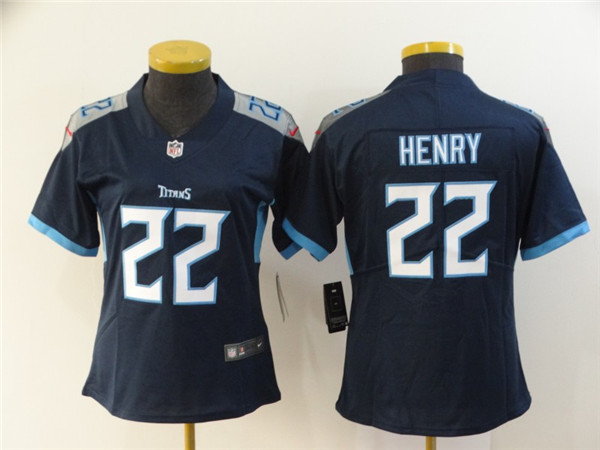 Women Nike Titans 22 Derrick Henry Navy Women New Vapor Untouchable Limited Jersey