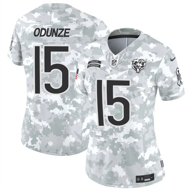 Women's Chicago Bears #15 Rome Odunze 2024 F.U.S.E Arctic Camo Salute To Service Limited Stitched Football Jersey(Run Small)